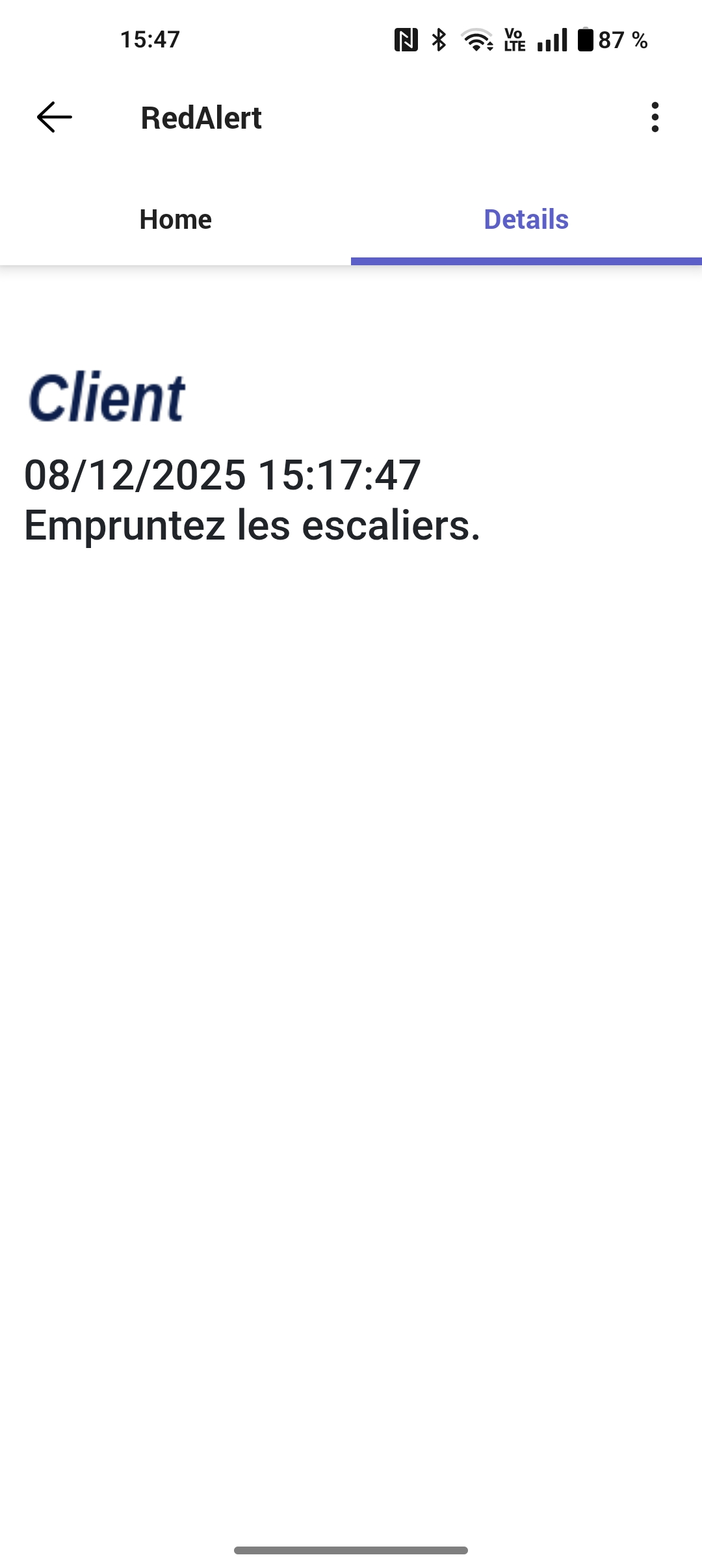 L’accès aux détails de l’alerte est également fonctionnel depuis un smartphone. Il repose sur le seul accès à Teams. Limite : cette fonctionnalité n’est possible sur smartphone que si l’appli frontend est déployée sur Azure, ou sur un site exposé.